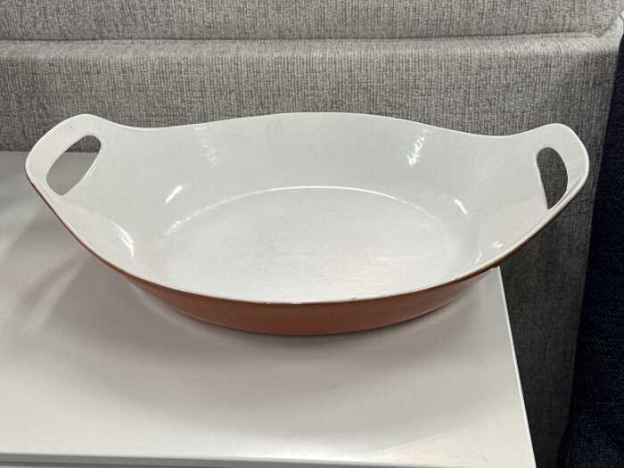 Mid-century Copco Danish enamelled cast iron paella pan