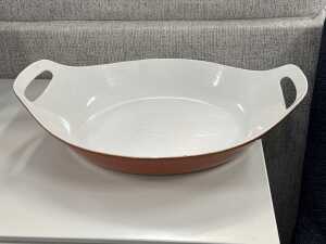 Mid-century Copco Danish enamelled cast iron paella pan