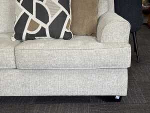Contemporary three seat sofa in pale grey fabric - 4