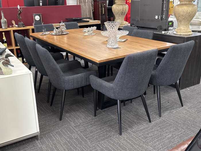 Focus On Furniture live-edge eleven-piece dining suite