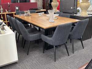 Focus On Furniture live-edge eleven-piece dining suite