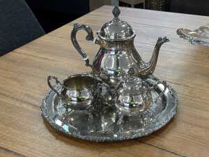 Silver plate including tea service - 2