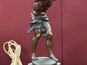 Cast metal figural table lamp of Hercules after Paul Engel - 3