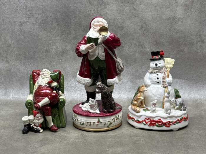 Three Christmas ceramic musical figures