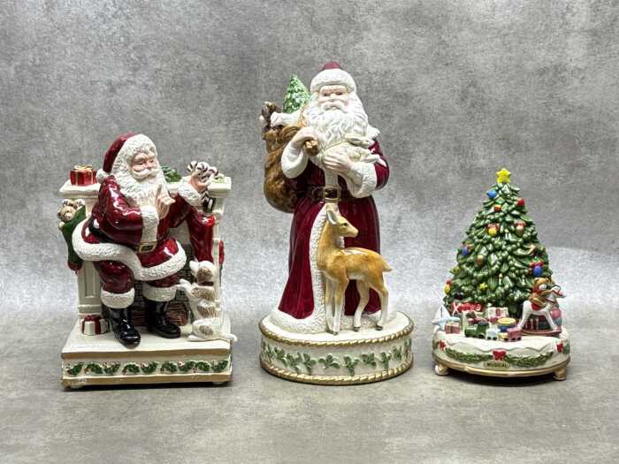 Three Christmas ceramic musical figures
