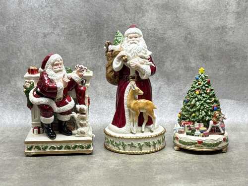 Three Christmas ceramic musical figures
