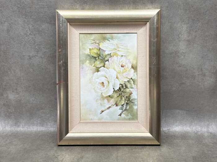 Jo Armstrong, roses. Hand-painted porcelain tile