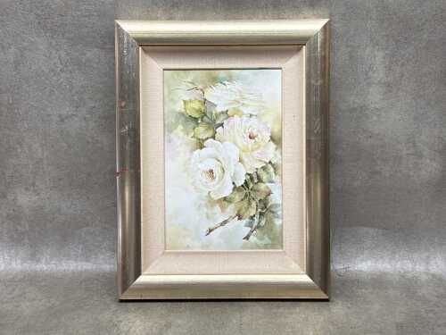 Jo Armstrong, roses. Hand-painted porcelain tile