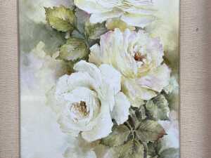Jo Armstrong, roses. Hand-painted porcelain tile - 2