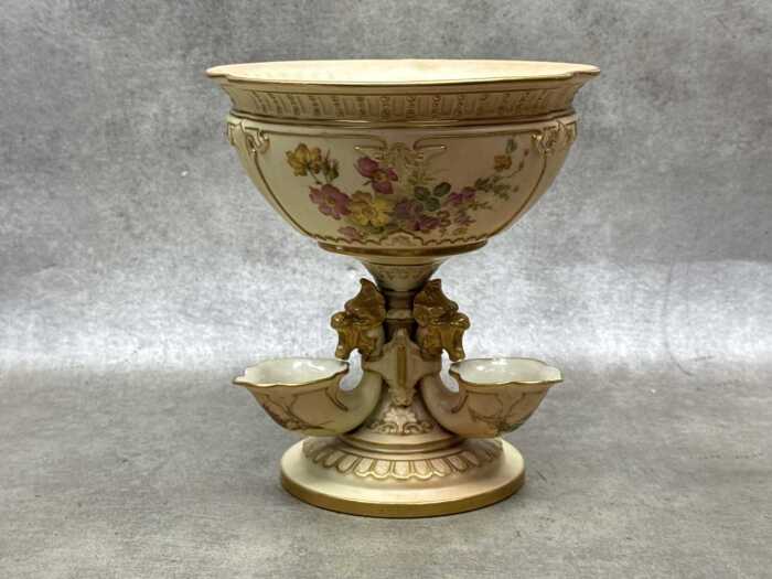 Edwardian Royal Worcester porcelain comport, 1903, A/F