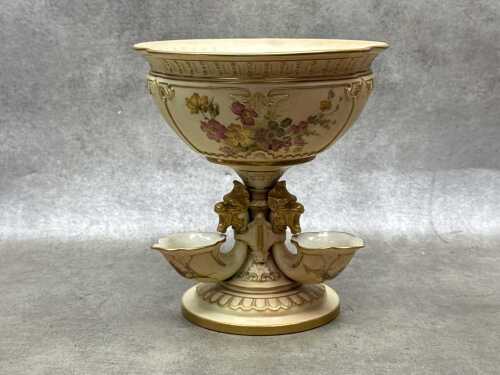 Edwardian Royal Worcester porcelain comport, 1903, A/F