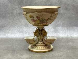 Edwardian Royal Worcester porcelain comport, 1903, A/F