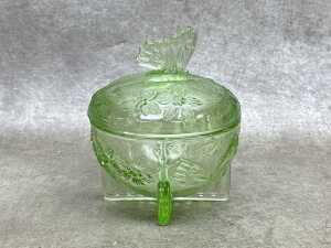 Carnival green glass dressing table set - 3