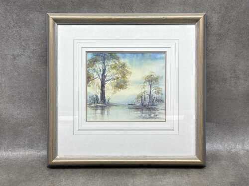 Hazel Gedge, Australian wetland scene, 1988. Watercolour painting on paper