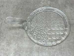Early glass cheese platter with handle and domed lid - 2