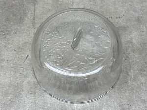 Early glass cheese platter with handle and domed lid - 3