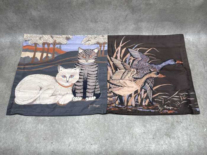 Two Jim Thompson mid-century printed silk cushion covers