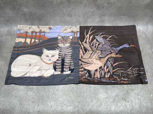 Two Jim Thompson mid-century printed silk cushion covers