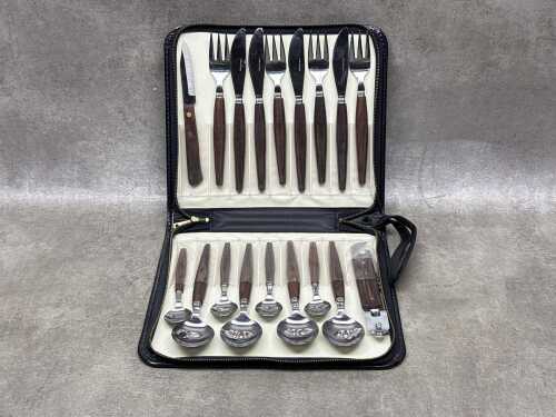 Mid-century picnic cutlery setting for four