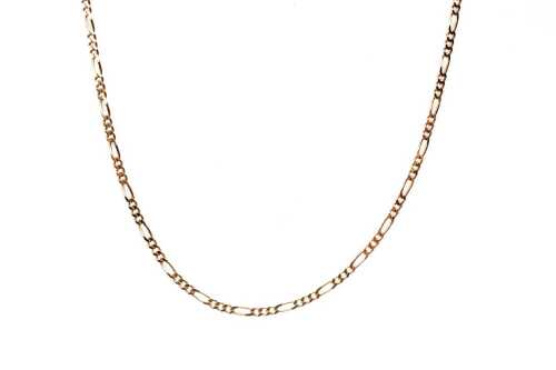 A figaro link necklace in 9 carat yellow gold