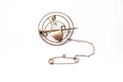 A vintage seed pearl Tasmania brooch in 9 carat rose and yellow gold