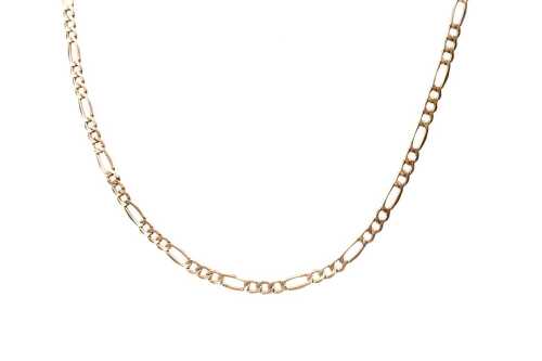 A figaro link necklace in 9 carat yellow gold