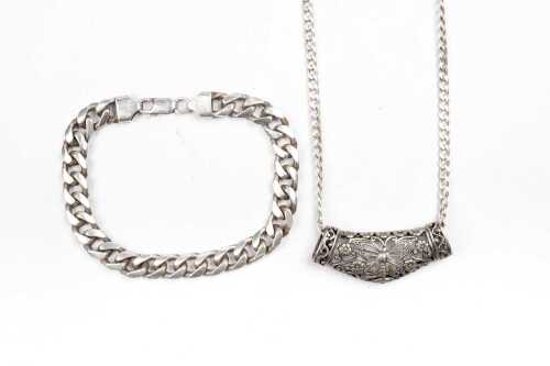 A necklace and bracelet in sterling silver