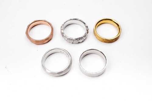 A collection of rings in sterling silver