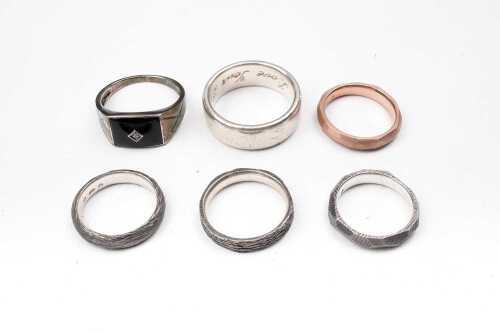 A collection of rings in sterling silver