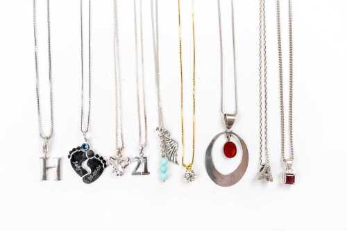 A collection of necklaces in sterling silver