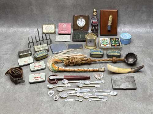Cigarette cases, playing cards