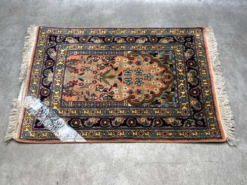 Persian handwoven silk prayer rug