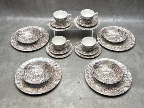 Alfred Meakin 'The Mill' ceramic dinner setting for four