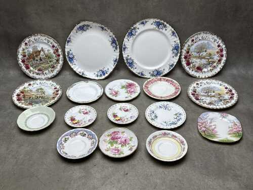Royal Albert porcelain plates, including cake and cabinet