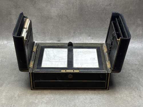 Antique tooled leather covered writing slope