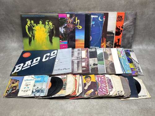 Rock and Pop vinyl records, including 7" singles