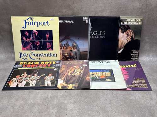 Eight Pop, Country and Folk vinyl records, including Fairport Convention