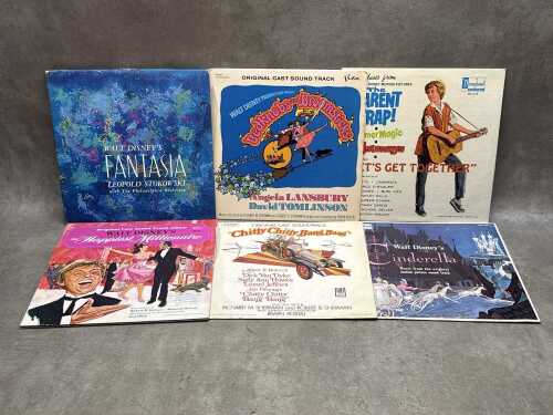 Six mostly Disney soundtrack records, including 'Fantasia'