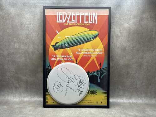 Led Zeppelin 'Live From London 2008' framed French poster and drum skin