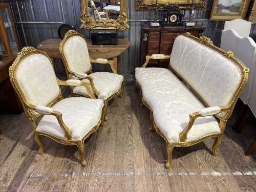 French Louis XV style three piece lounge suite