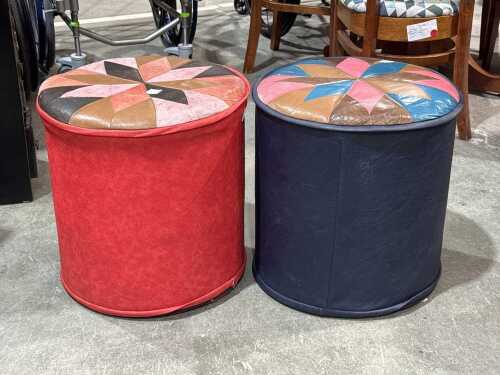 Pair of contemporary upholtered ottomans