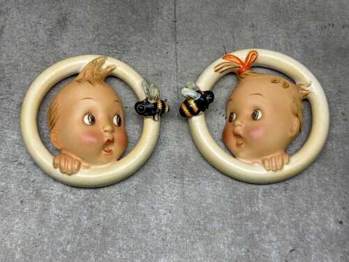 Pair of Goebel Hummel 'Ba-Bee' bisque porcelain wall plaques