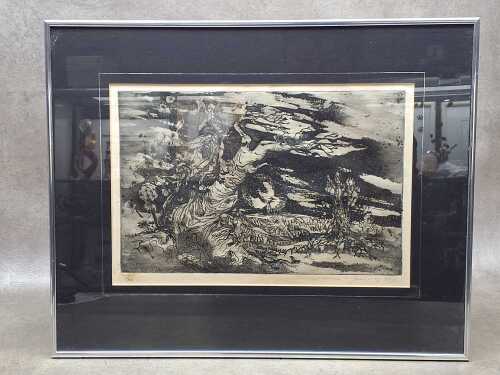Shane Merry, landscape with trees and dandelion seeds, 1961, 7/30. Lithographic print on paper