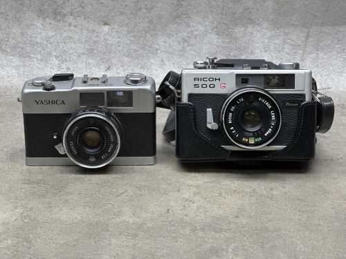 Two film cameras including Ricoh and Yashica