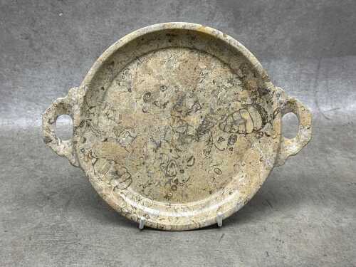 Polished fossilised limestone serving dish