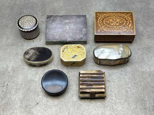 Five boxes, including musical and cigarette
