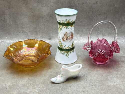 Four pieces of decorative glass