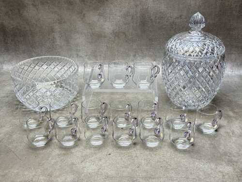 Crystal punchbowls and cups