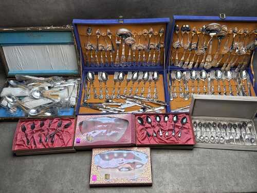Assorted silver-plated cutlery