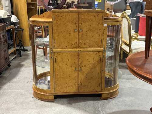 Art Deco burr maple drinks cabinet